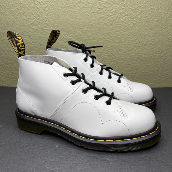 New Dr. Martens Church Men\'s Size 9 Lace Up White Leather Monkey Boots 26741100 main image 9